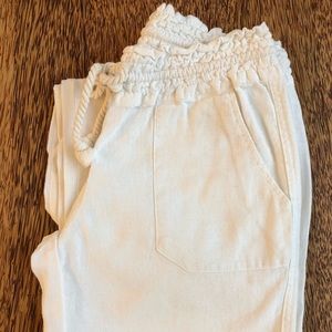 ROXY white drawstring linen pant XS